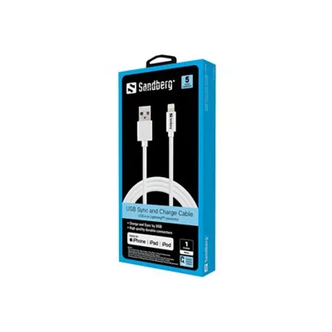 SANDBERG USB-Lightning 1m AppleApproved – Weiß – Bild 2