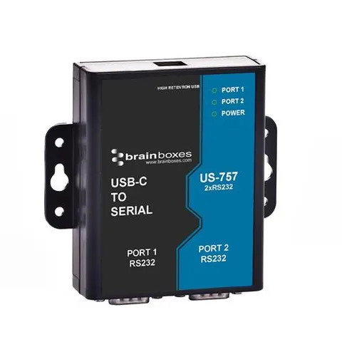 Brainboxes USB-C to 2 Port RS232 Serial Server Hub – image 2