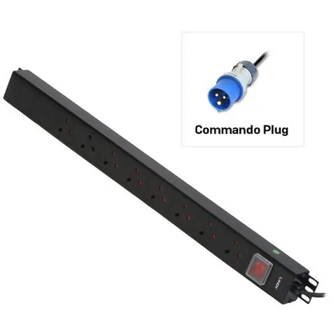 Lindy 8 Way UK Mains Sockets Vertical PDU with Commando Plug – image 2
