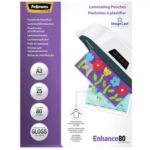 Fellowes A3 80mic Laminating Pouches - 25 Pack – image 2