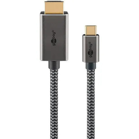 goobay USB-C/HDMI Kabel 2m silber, schwarz – Bild 2