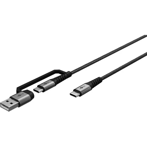 goobay 2in1 USB-Kabel 2m silber, spacegrau – Bild 2
