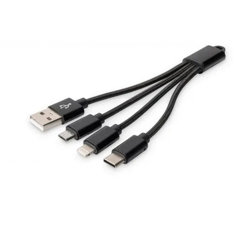 DIGITUS 3-in-1 Ladekabel, USB A-Lightning + Micro USB+USB-C – Bild 3