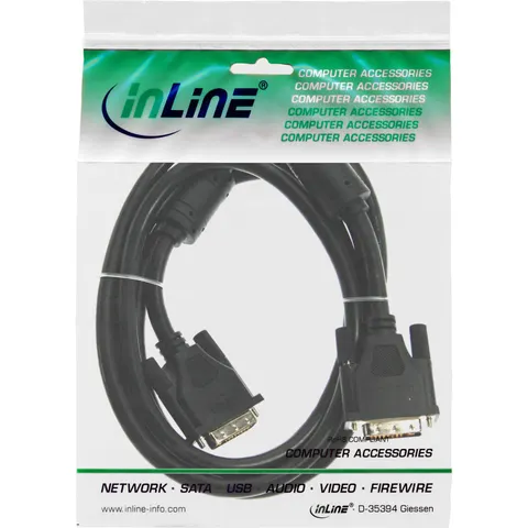 InLine® DVI-D Kabel, digital 18+1 Stecker / Stecker, Single Link, 2 Ferrite, 2m – Schwarz – Bild 2