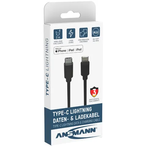 ANSMANN Daten- & Ladekabel, USB-C - Lightning Stecker, 2,0 m – Bild 2