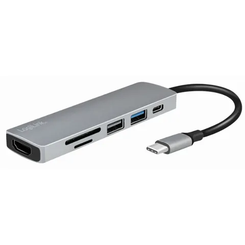 LogiLink USB-C 6-in-1 Multifunktions-Hub, silber – Bild 2