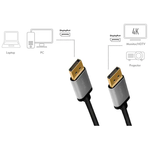 LogiLink DisplayPort 1.2 Kabel, Stecker - Stecker, 3,0 m – Bild 2