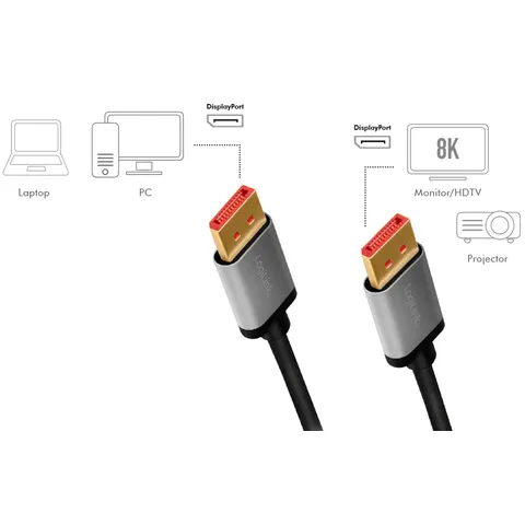 LogiLink DisplayPort 1.4 Kabel, Stecker - Stecker 3,0 m – Bild 2