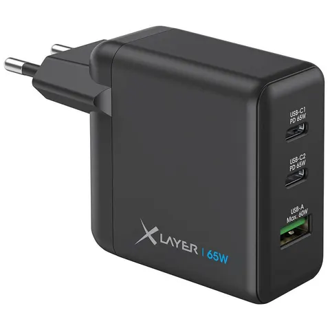 XLAYER 65W USB-A, 2x USB-C Ladegerät, schwarz – Bild 2