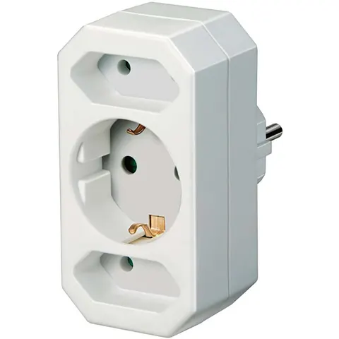 Brennenstuhl Multiple socket, socket adapter 3-way with increased contact protection (2 x Euro socket & 1 x protective contact) white – image 2