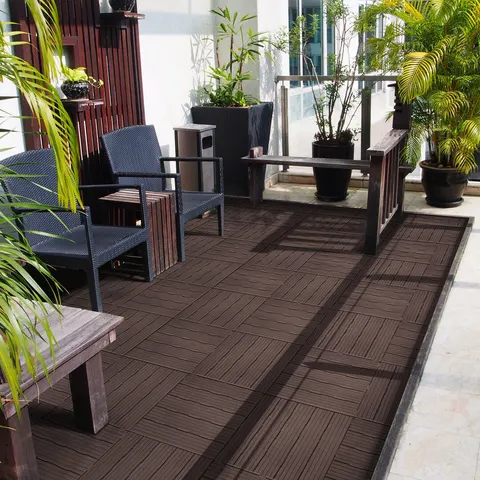 NICOMAN 30cm L x 30cm W Composite Interlocking Deck Tile Brown Tile – image 3