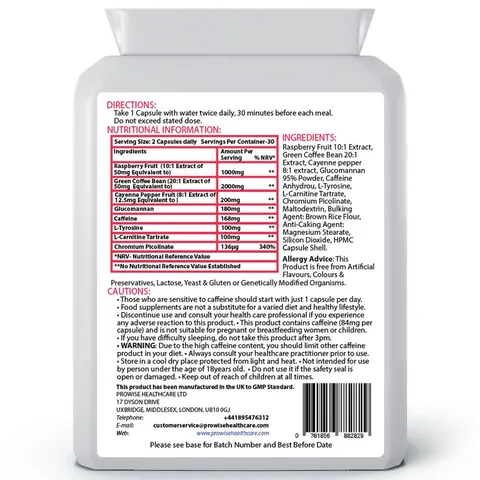 Glucomannon & Raspberry Complex - 60 Capsules by Prowise Healthcare – image 2
