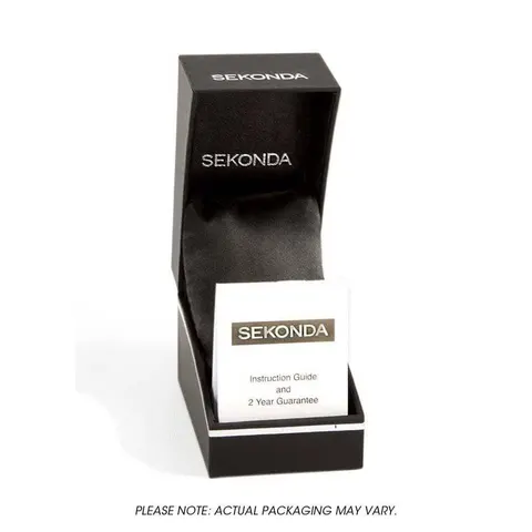 Sekonda Mens Dated Silver Case Black Dial Brown Leather Strap Watch - 1559 – image 2