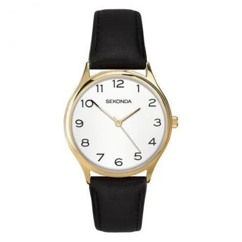 Sekonda Mens Basic White Dial With Black Leather Strap Watch 1854 – image 2