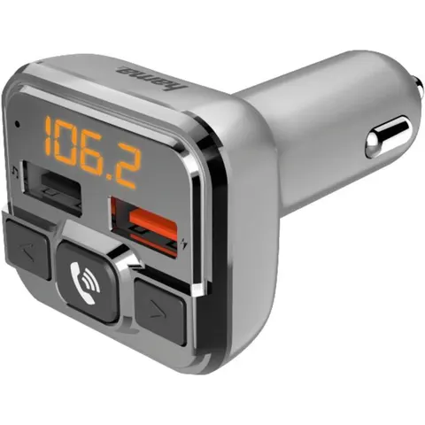 Hama Bluetooth-Adapter "FM-Transmitter mit Bluetooth- und Freisprechfunktion Transmitter", silber (silberfarben), B:9cm H:4,1cm T:23cm, Adapter, Bluetooth-Adapt – Bild 2