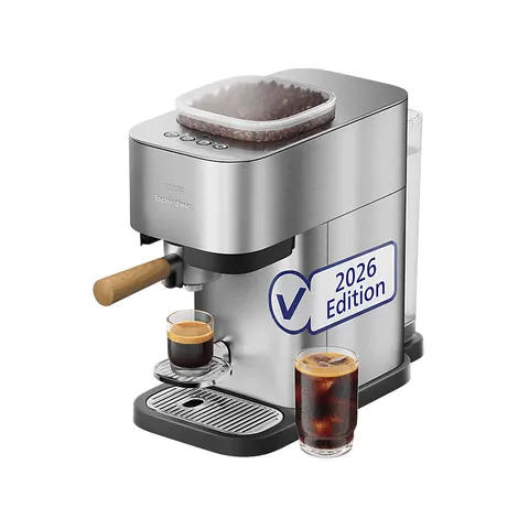 Philips BA500/00 Baristina Plus Espressomaschine (Edelstahl/Eschenholz, Mahlwerk aus Keramik, 1600 Watt, 16 bar) – Silber – Bild 2