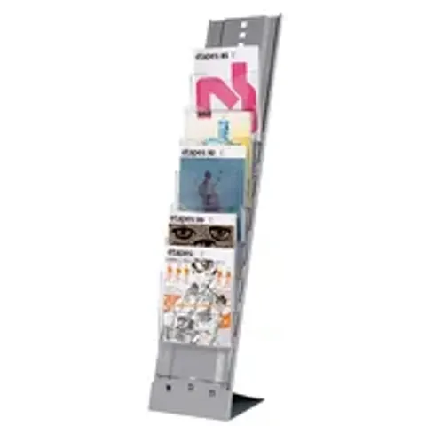 PAPERFLOW Bodenprospektständer PLIO, 7 Fächer, alufarben – Bild 2