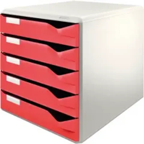 LEITZ Schubladenbox Post-Set, 5 Schübe, lichtgrau/rot – Bild 2