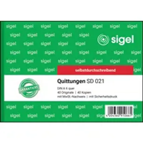 sigel Formularbuch , Quittung, , mit MwSt.-Nachweis, A6 quer – SD021 – Bild 2