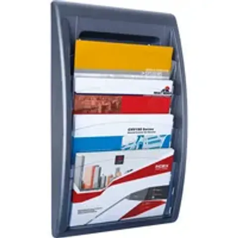 PAPERFLOW Wand-Prospekthalter Quick fit, 4 Fächer, anthrazit – Bild 2