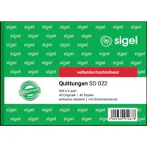 sigel Formularbuch , Quittung, , einfaches Satzbild, A6 quer – SD022 – Bild 2