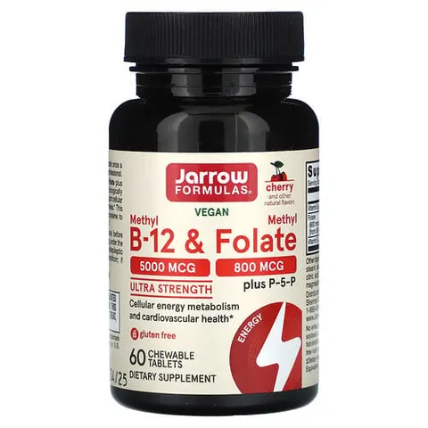 Jarrow Formulas Methyl B12 & Methyl Folate - 60 Chewable Tablets – image 2