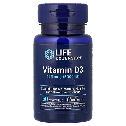 Life Extension, Vitamin D3, 125 mcg (5,000 IU), 60 Softgels – image 2