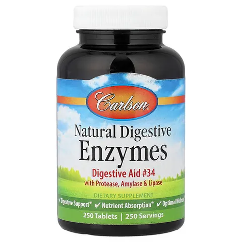 Carlson, Natural Digestive Enzymes, 250 Tablets – image 2