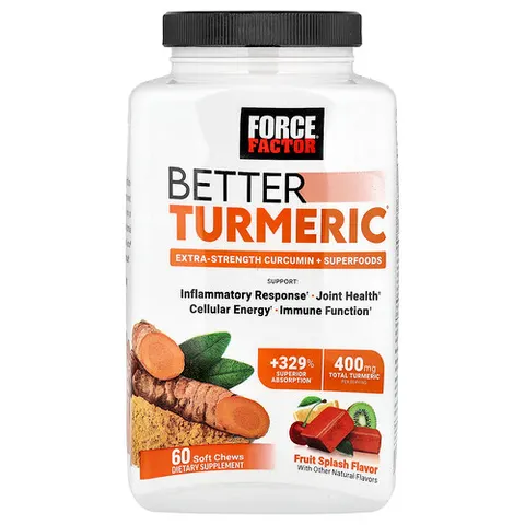 Force Factor, Better Turmeric, Extra Strength Curcumin, Fruit Splash, 60 Soft Chews – image 2