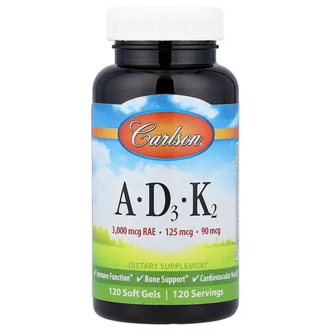 Carlson, A, D3, K2, 120 Softgels – image 2