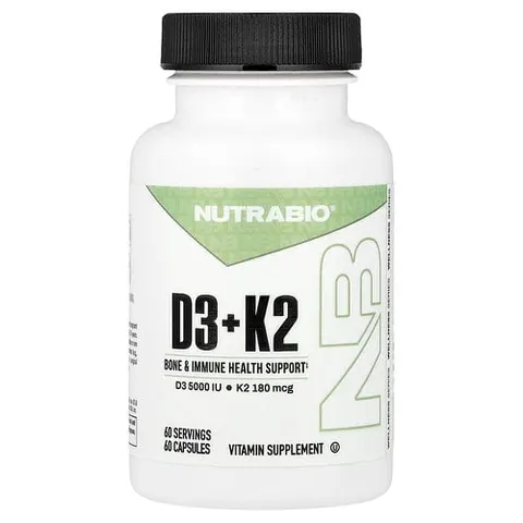 NutraBio Labs, D3 K2, 60 Veggie Capsules – image 2