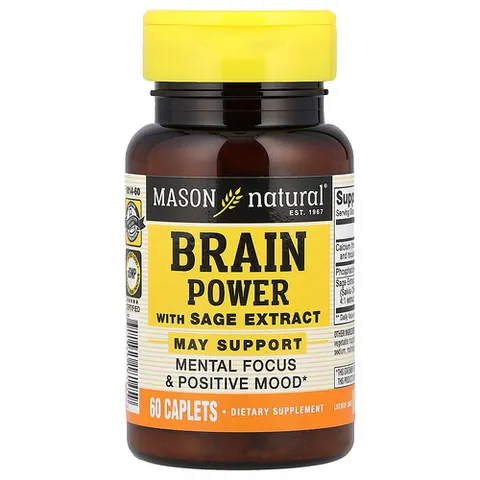 Mason Natural, Brain Power with Sage Extract, 60 Caplets – image 2