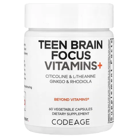 Codeage, Teen Brain Focus Vitamins+, 60 Vegetable Capsules – image 2