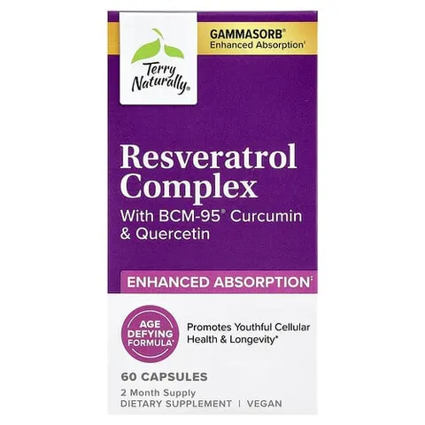 Terry Naturally, Resveratrol Complex with BCM-95® Curcumin & Quercetin, 60 Capsules – image 2