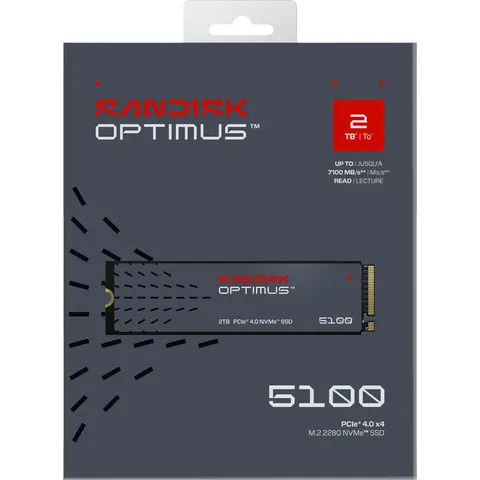 SanDisk Optimus 5100 SSD 2TB M.2 2280 PCIe Gen4 Internes Solid-State-Module – Schwarz – Bild 2