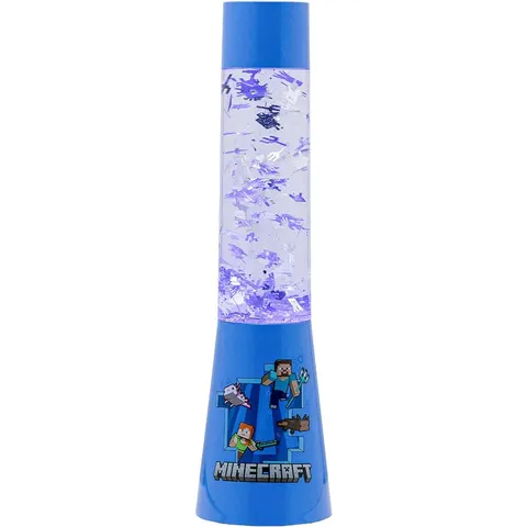 Microsoft Minecraft Kids LED Glitter Flow Lamp- Blue & Clear – image 2