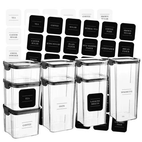 Argon tableware 8 piece food storage containers set - 4 sizes - black – image 2