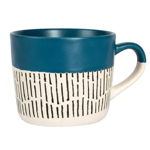 450ml Blue Colour Block Dash Stoneware Coffee Mug – image 2