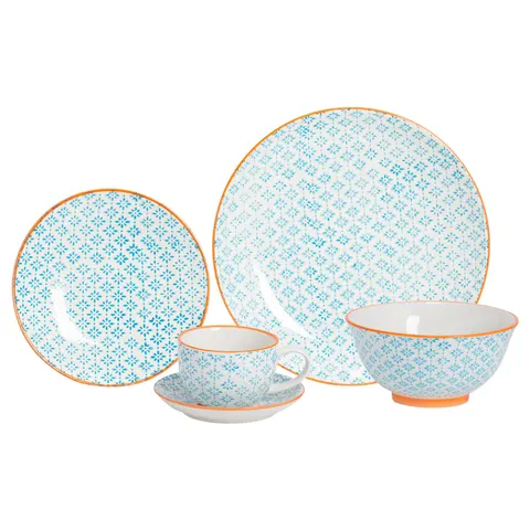 Nicola Spring - Hand-Printed Dinner Set Blue 30 – image 2