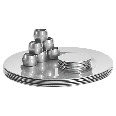 Argon Tableware 18pc Metallic Charger Plates Set - Silver Reusable Dining Table Setting Plates for Christmas Party Celebrations – image 2