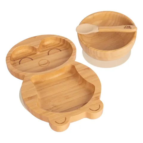 Tiny Dining 3pc Penguin Bamboo Suction Dinner Set - Beige – image 2
