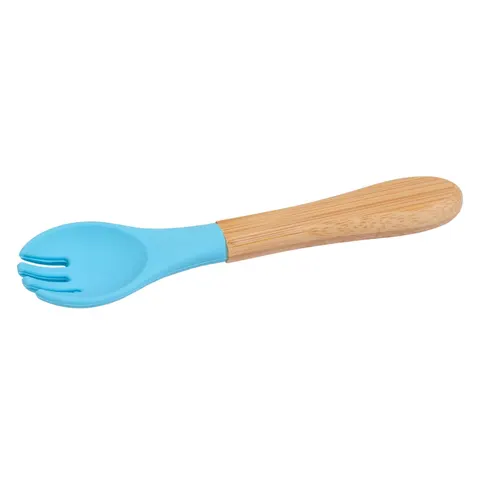 Tiny Dining Bamboo Baby Weaning Fork with Silicone Tip - Blue – image 2