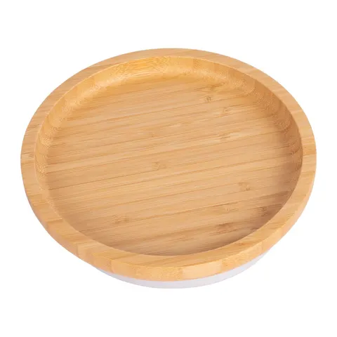 Tiny Dining Children's Bamboo Suction Round Plate - White – image 2