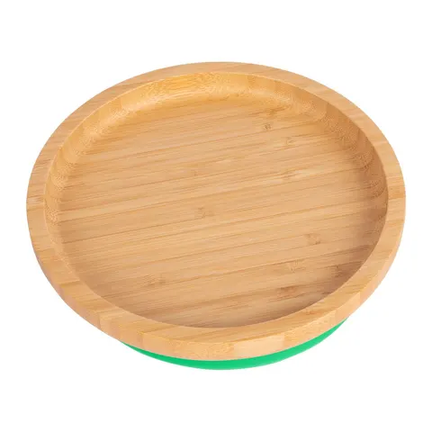 Tiny Dining Children's Bamboo Suction Round Plate - Green – image 2