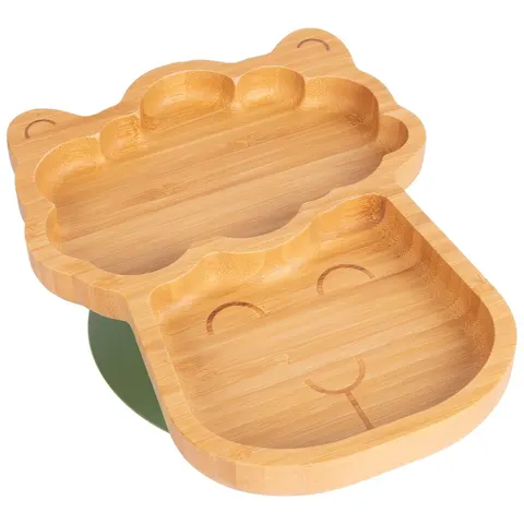 Tiny Dining Llama Bamboo Suction Plate - Olive Green Olive Green – image 2