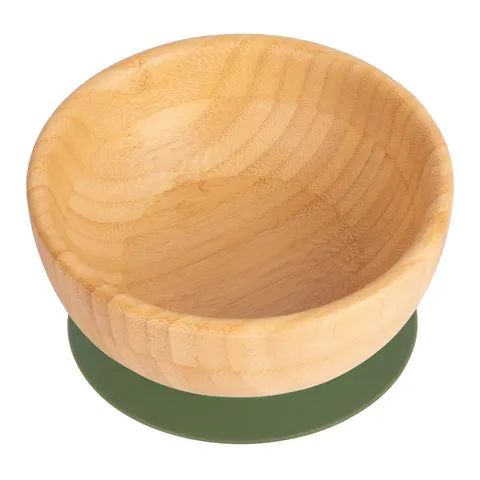 Tiny Dining Bamboo Suction Bowl - Olive Green Olive Green – image 2