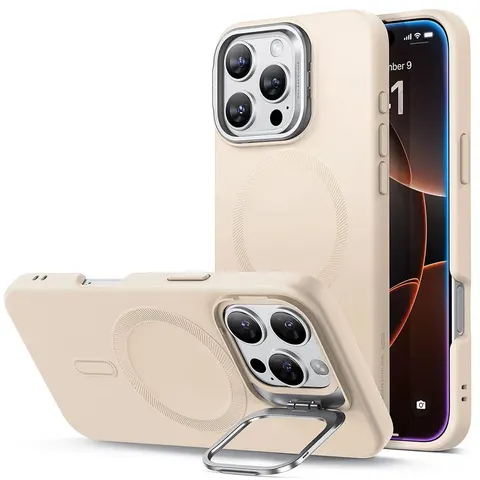 iPhone 16 Pro Max Cloud Soft Case with Stash Stand (HaloLock) - Light Tan - Light Tan – Bild 2