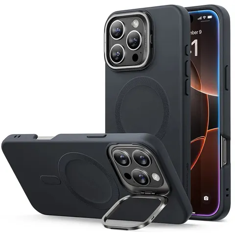 iPhone 16 Pro Max Cloud Soft Case with Stash Stand (HaloLock) - Black - Black – Bild 2