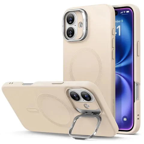 iPhone 16 Plus Cloud Soft Case with Stash Stand (HaloLock) - Light Tan - Light Tan – Bild 2