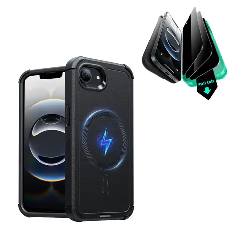 iPhone 16e HaloLock Cyber Tough Case - Black - Black – Bild 3